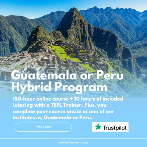 Hybrid Program Online + Peru or Guatemala $1200. Pay Deposit of